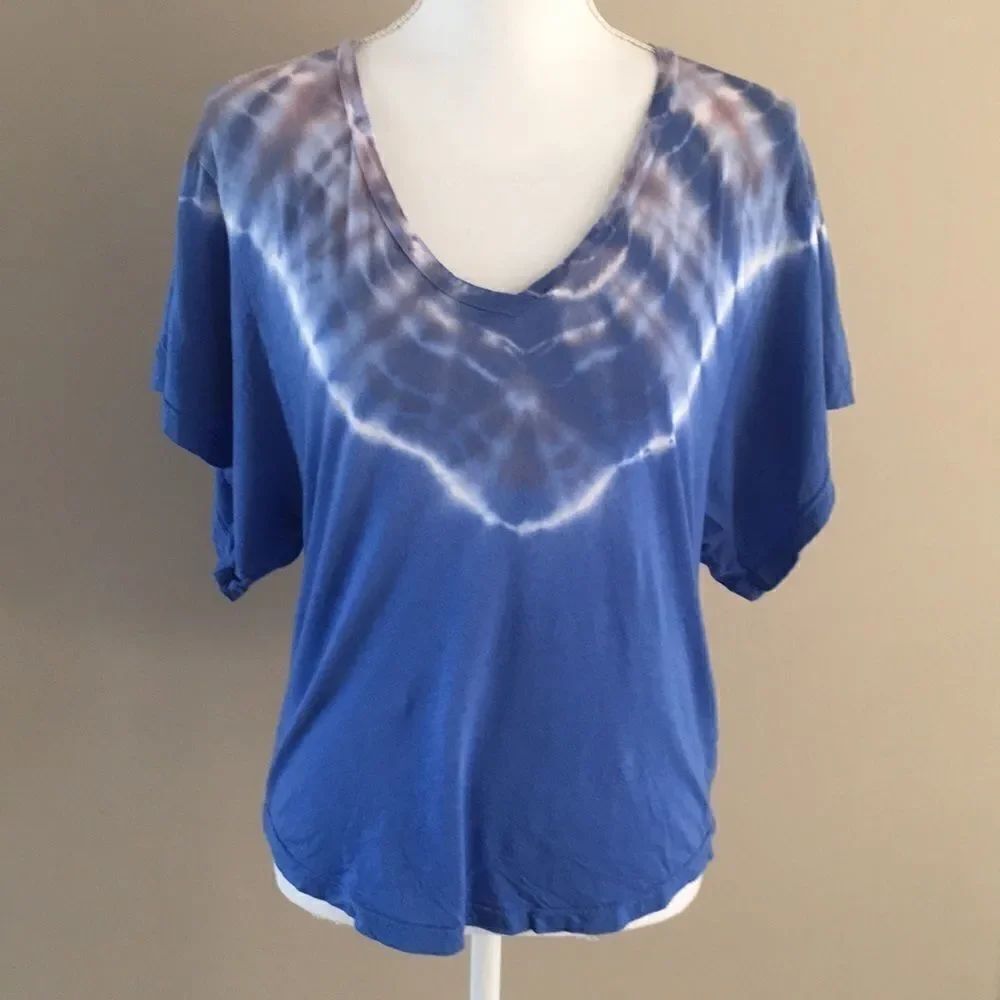 Splendid Blue Tie Dye Wide Short-sleeve Shirt